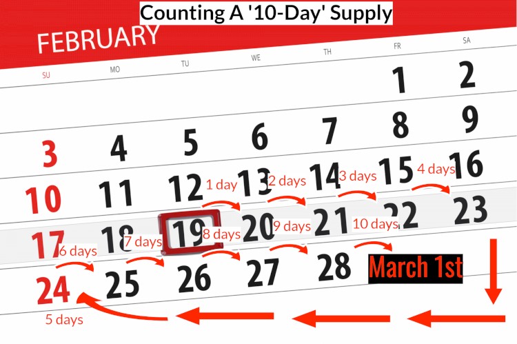 Pharmacist Counting 10 Day Supply Calendar