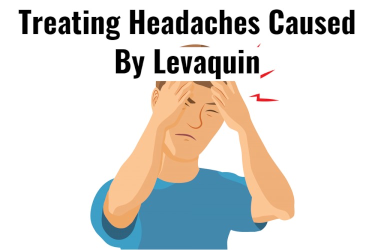 Man With Headache Illustration With Text - Headaches From Levaquin Treatment